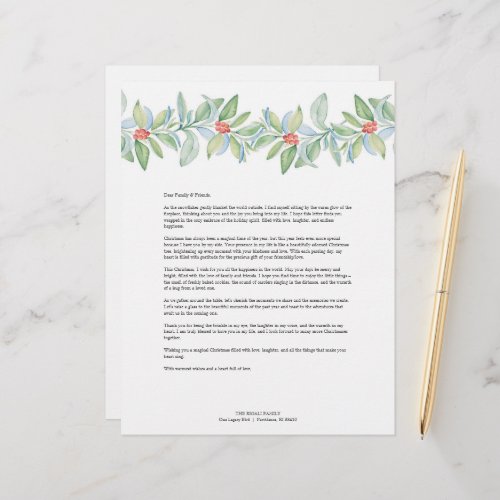 Merry Christmas Letters Template Letterhead