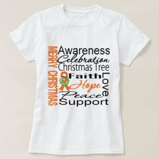 Merry Christmas Leukemia Ribbon Collage T-Shirt