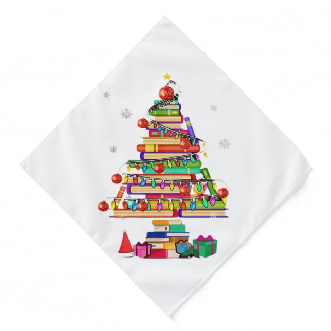 Merry Christmas Library Tree Bandana (Front)