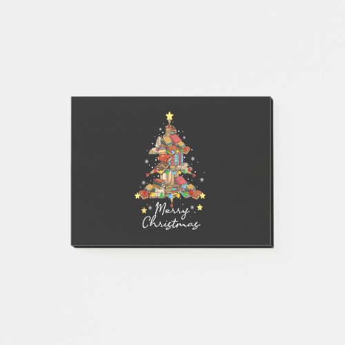 Merry Christmas Library Tree Book Reading Lover Li Post_it Notes