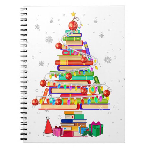 Merry Christmas Library Tree Cute Book Lover