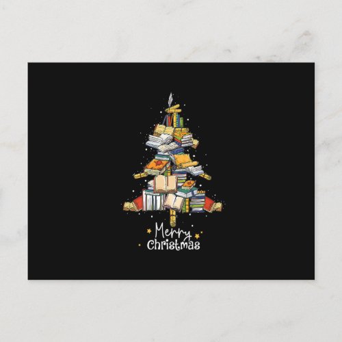 Merry Christmas Library Tree Cute Book Lover Libra Holiday Postcard