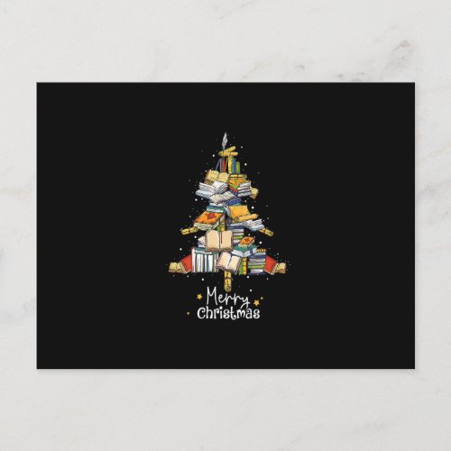 Merry Christmas Library Tree Cute Book Lover Libra Postcard