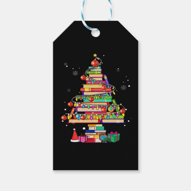 Merry Christmas Library Tree Gift Tags (Front)