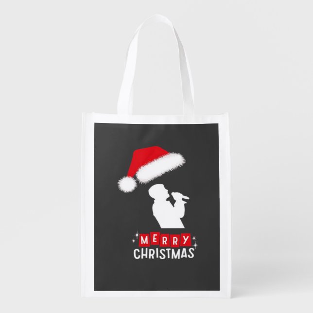 Merry Christmas Library Tree Grocery Bag (Front)