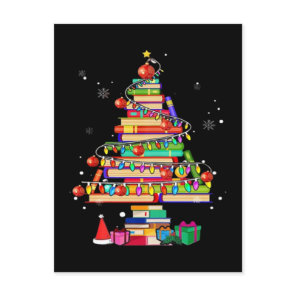 Merry Christmas Library Tree Holiday Postcard