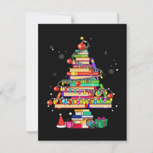 Merry Christmas Library Tree Postcard