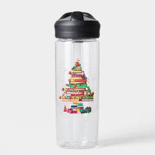 Merry Christmas Library Tree Water Bottle