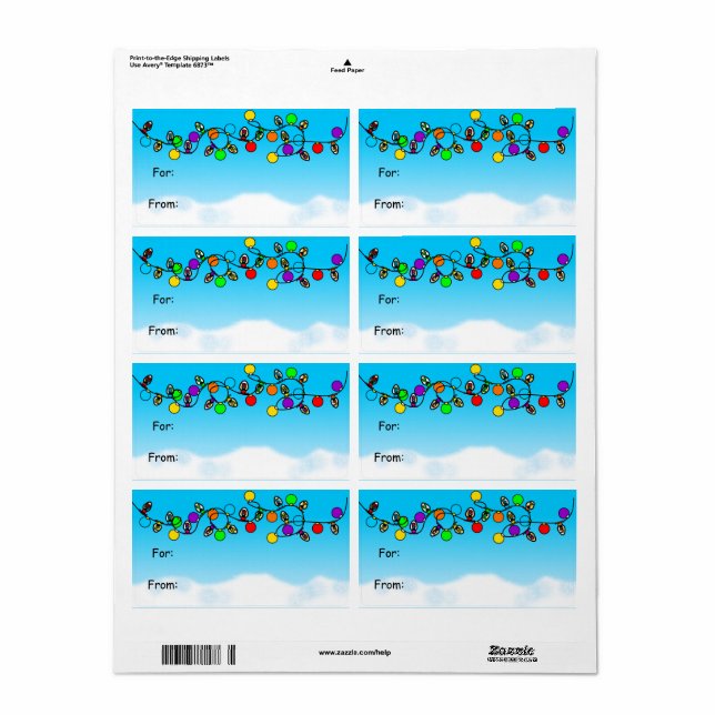 Merry Christmas Light Bulbs Label (Full Sheet)