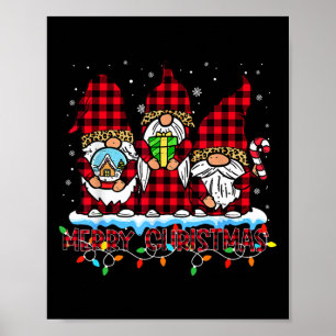Merry Christmas Light Cute Gnome Family Matching G Poster
