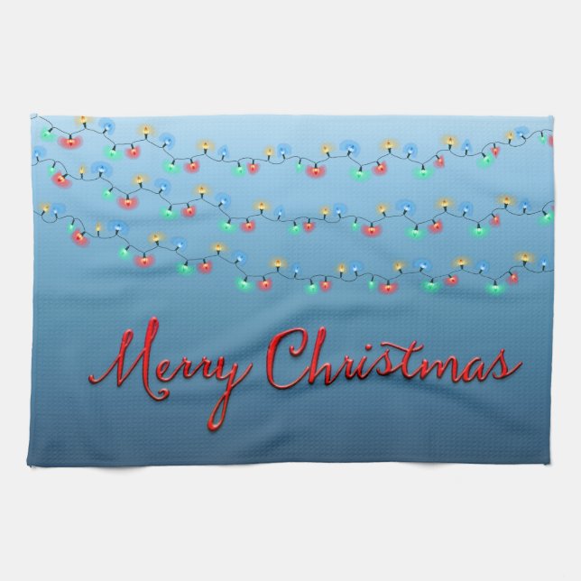 Merry Christmas Light String Towel (Horizontal)