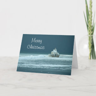Merry Christmas Lighthouse Holiday Card