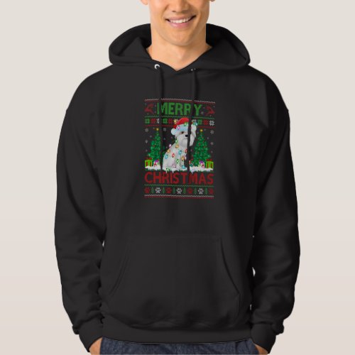 Merry Christmas Lighting Ugly Maltese Christmas Hoodie