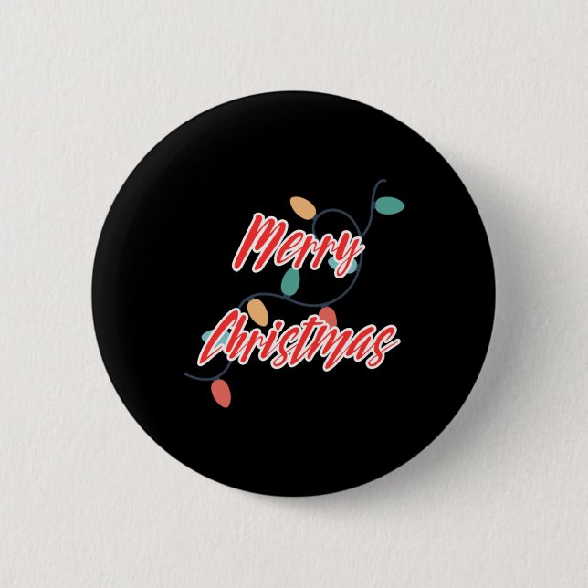 Merry Christmas Lights   Button (Front)