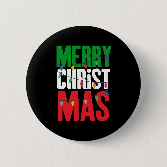 Merry Christmas Lights Button (Front)