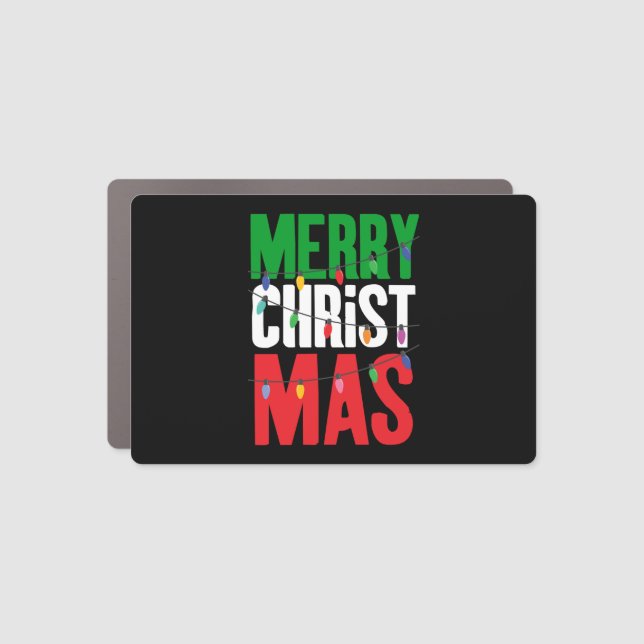 Merry Christmas Lights Car Magnet (Front)