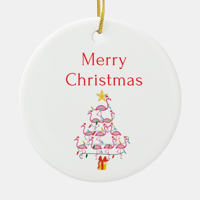 merry christmas lights ceramic ornament (Front)