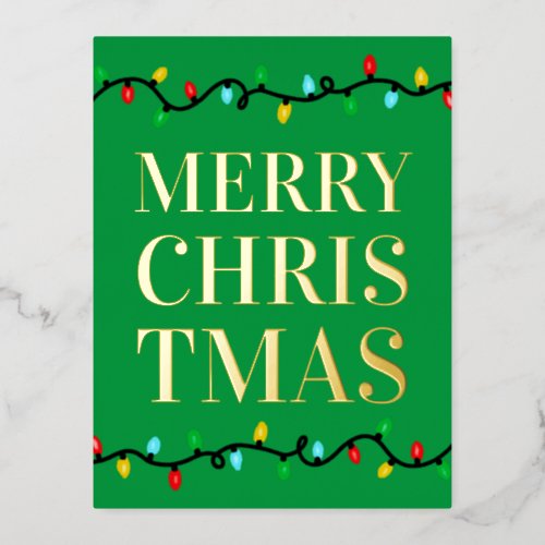 Merry Christmas Lights Foil Holiday Postcard
