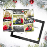 Merry Christmas Lights on Chalkboard photo collage Postcard<br><div class="desc">This fun 5-photo card features the text "Merry & Bright Christmas" with space for 5 photos on the front all on a chalkboard background! The matching collection of products is available in our shop! Contact us if you would like this design modified for your specific number of photos or if...</div>