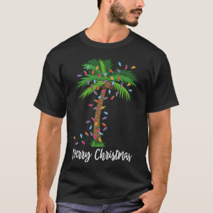 Merry Christmas Lights Palm Tree Beach Xmas Pajama T-Shirt