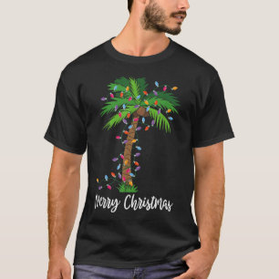 Merry Christmas Lights Palm Tree Beach Xmas Pajama T-Shirt