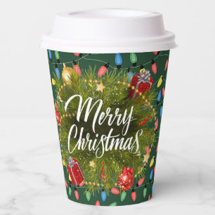 Merry Christmas Lights Paper Cups