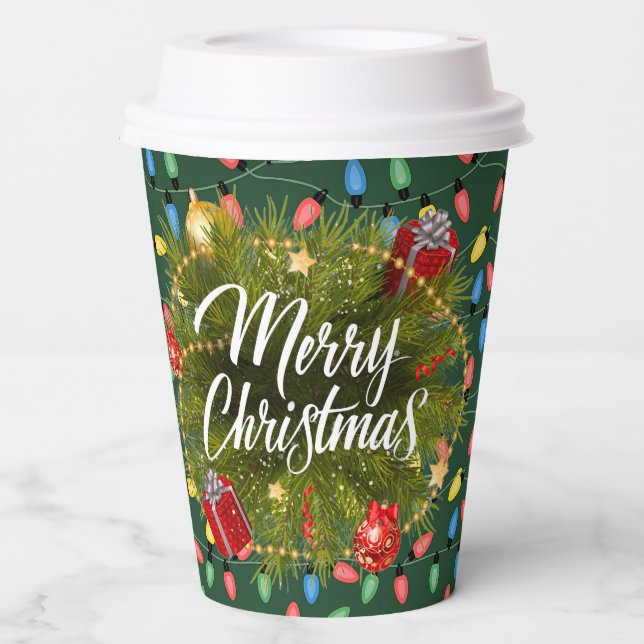 Merry Christmas Lights  Paper Cups (Front)