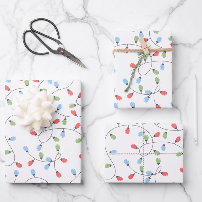 Merry Christmas Lights Pattern  Wrapping Paper Sheets (Front)