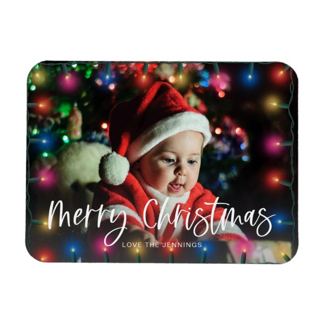 Merry Christmas Lights Photo Magnet (Horizontal)