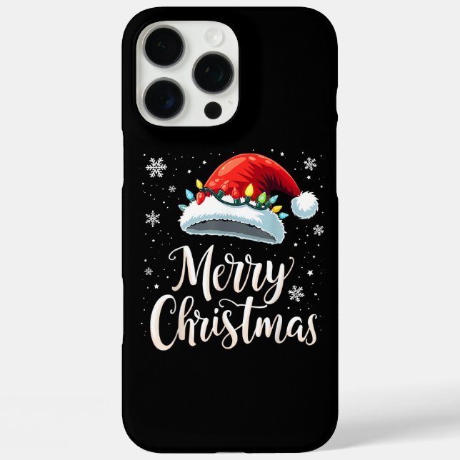 Merry Christmas Lights Red Santa Hat Tree Family Case-Mate iPhone Case (Back)
