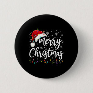 Merry Christmas Lights Red Santa Hat Xmas Family M Button