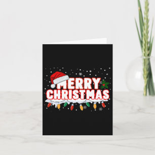 Merry Christmas Lights Red Santa Hat Xmas Family M Card