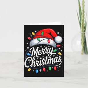 Merry Christmas Lights Red Santa Hat Xmas Family M Card