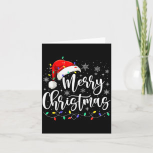 Merry Christmas Lights Red Santa Hat Xmas Family M Card