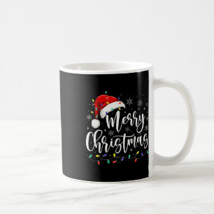 Merry Christmas Lights Red Santa Hat Xmas Family M Coffee Mug
