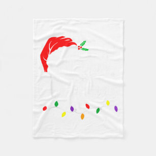 Merry Christmas Lights Red Santa Hat Xmas Family M Fleece Blanket