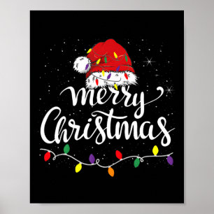 Merry Christmas Lights Red Santa Hat Xmas Family M Poster