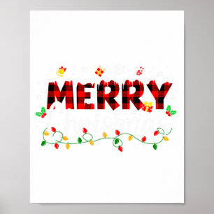 Merry Christmas Lights Red Santa Hat Xmas Family M Poster