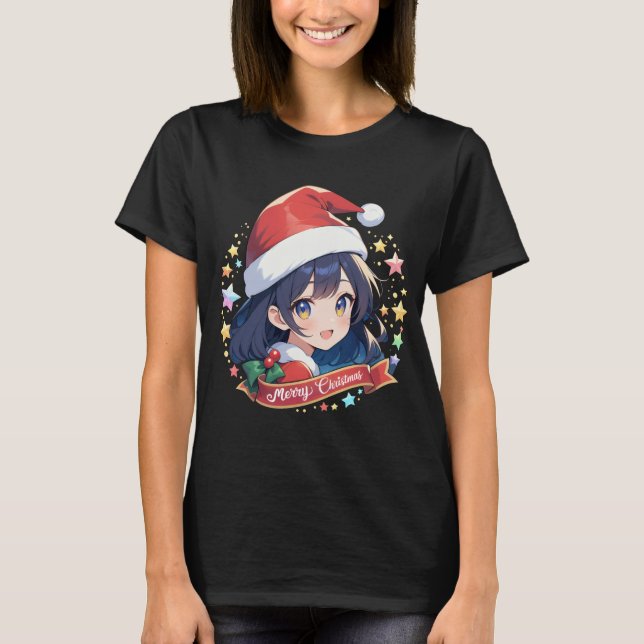 Merry Christmas Lights Red Santa Hat Xmas Family M T-Shirt (Front)