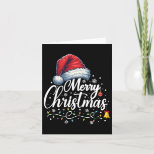 Merry Christmas Lights Santa Hat Funny Xmas Family Card