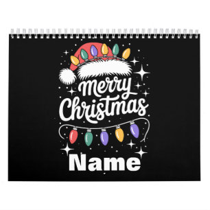 Merry Christmas Lights Santa Hat Personalized Gift Calendar