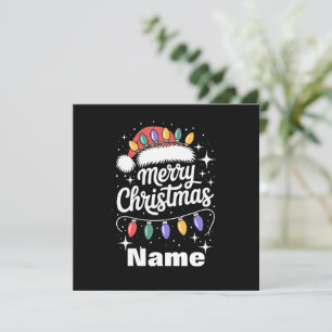 Merry Christmas Lights Santa Hat Personalized Gift Invitation