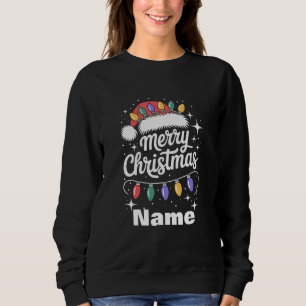 Merry Christmas Lights Santa Hat Personalized Gift Sweatshirt