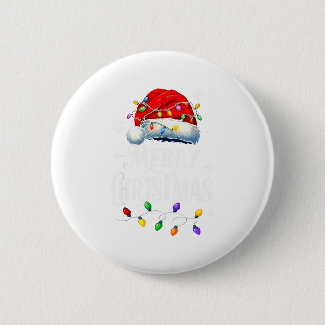 Merry Christmas Lights Santa Hat Xmas Family Match Button (Front)