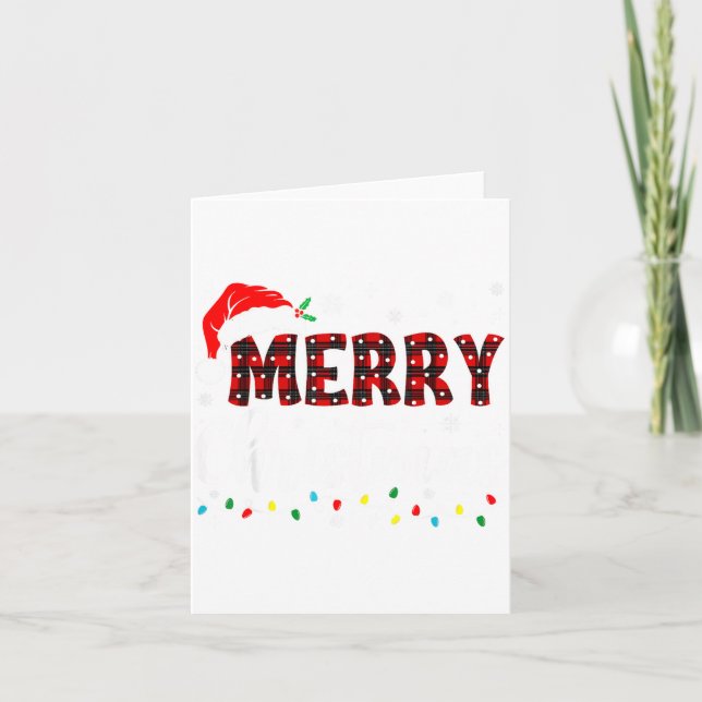 Merry Christmas Lights Santa Hat Xmas Family Match Card (Front)