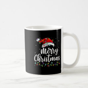 Merry Christmas Lights Santa Hat Xmas Family Match Coffee Mug