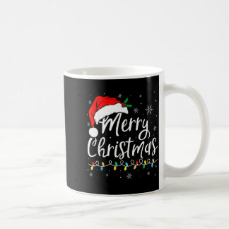 Merry Christmas Lights Santa Hat Xmas Family Match Coffee Mug