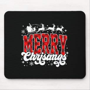 Merry Christmas Lights Santa Hat Xmas Family Match Mouse Pad