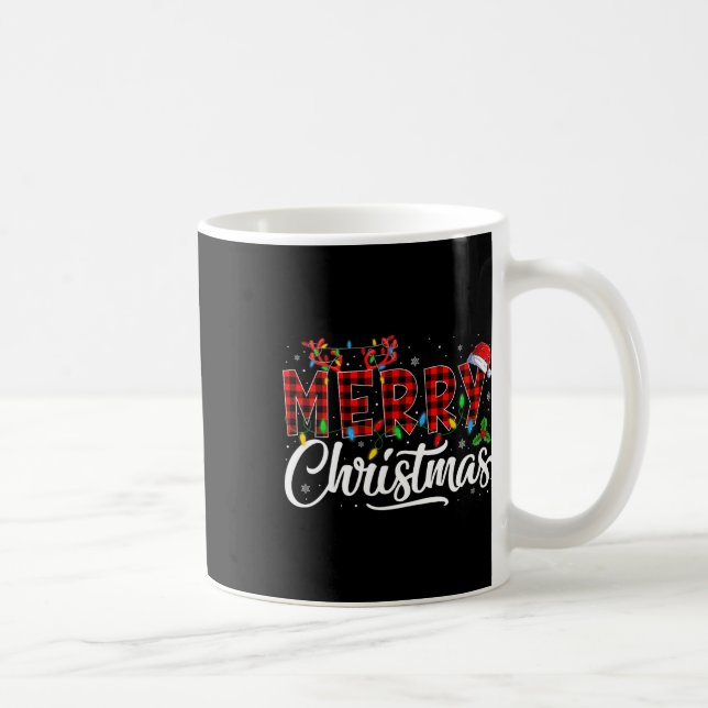 Merry Christmas Lights Santa Hat Xmas Family Men W Coffee Mug (Right)