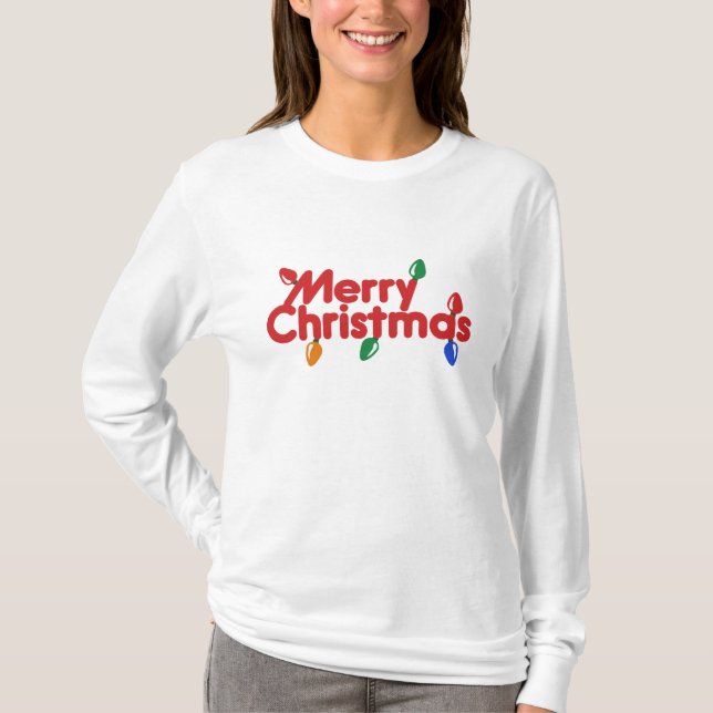 Merry Christmas Lights T-Shirt (Front)